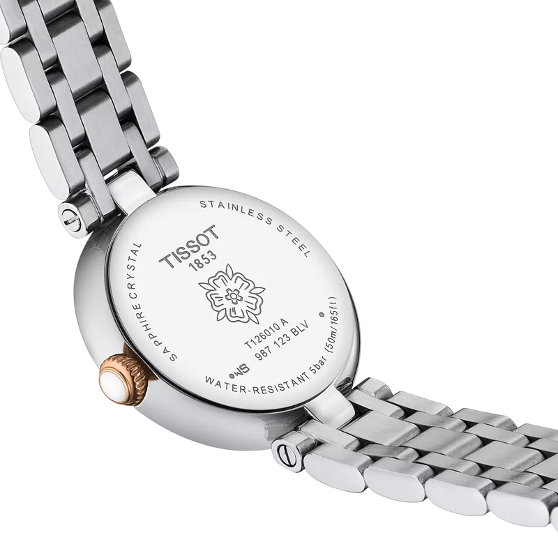 TISSOT BELLISSIMA 26mm ESFERA BLANCA DETALLES ORO ROSA