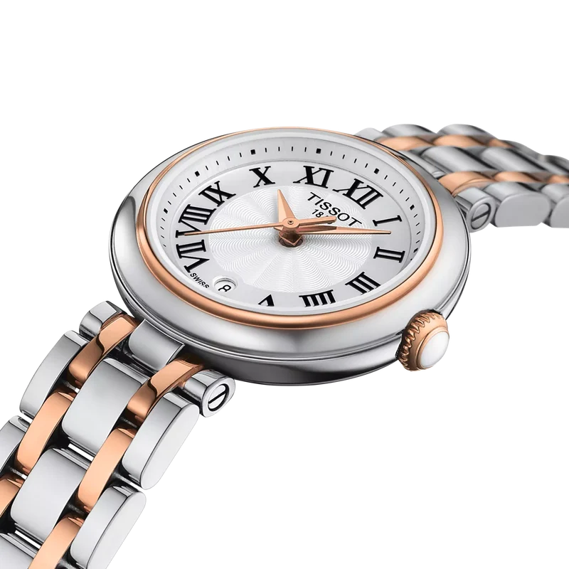 TISSOT BELLISSIMA 26mm ESFERA BLANCA DETALLES ORO ROSA