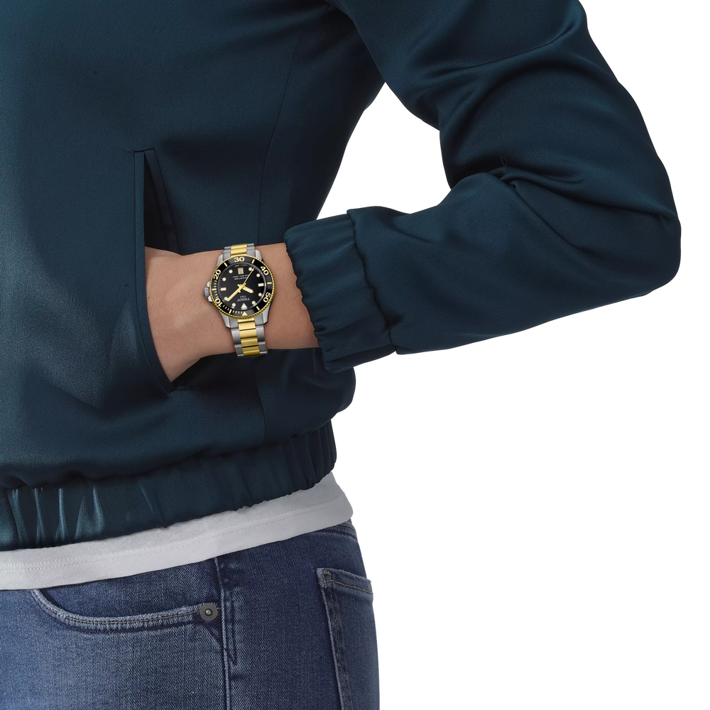 TISSOT SEASTAR 1000 36mm ESFERA NEGRA DETALLES DORADOS