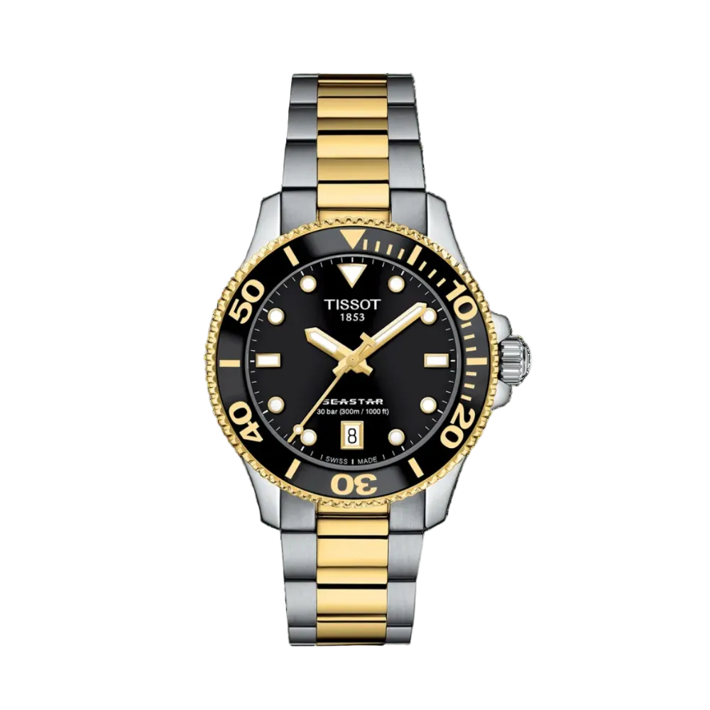 TISSOT SEASTAR 1000 36mm ESFERA NEGRA DETALLES DORADOS